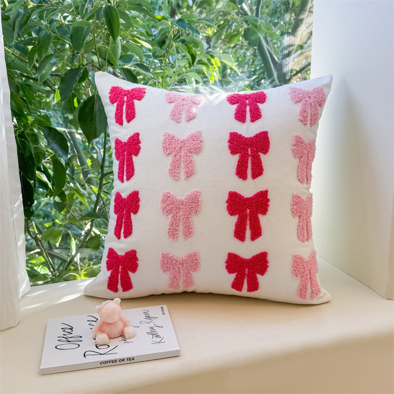 Valentine’s Day Pink Heart Bow Pillow Cover Sofa Decor