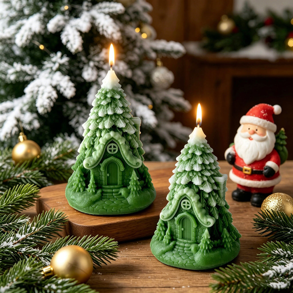 Christmas Tree Candle Holiday Decor Seasonal Gift Tabletop Accent