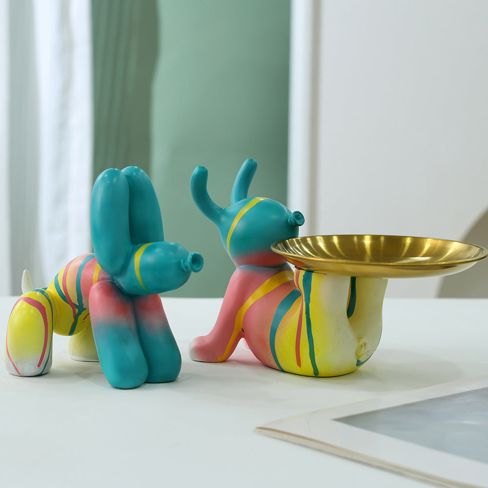 Modern Resin Balloon Dog Bunny Tray Figurine Decor