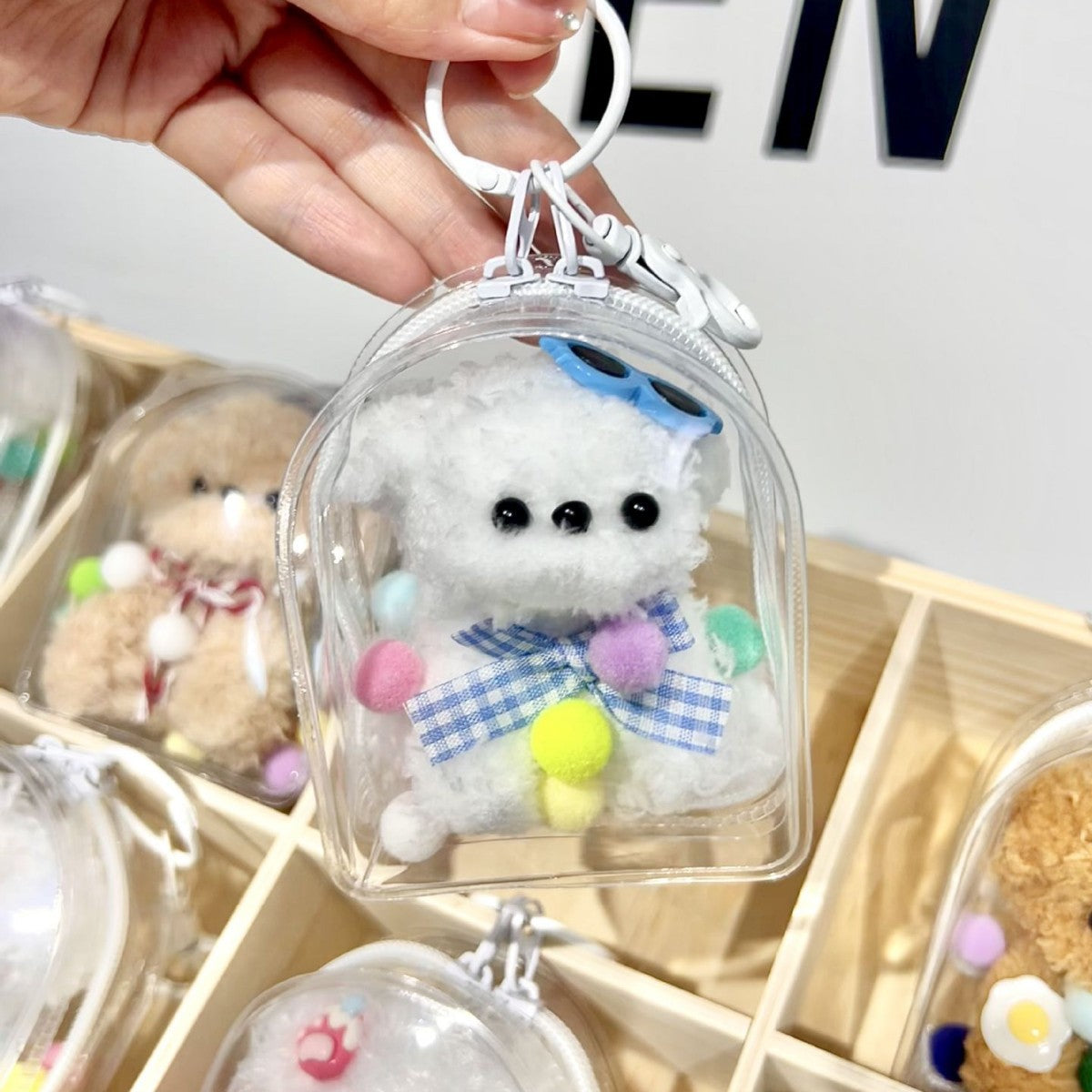 Cute Plush Puppy Bag Charm Mini Keychain Pouch