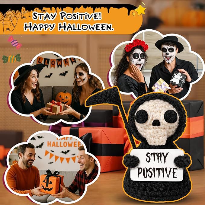 Handmade Crochet Grim Reaper Plush Halloween Gift
