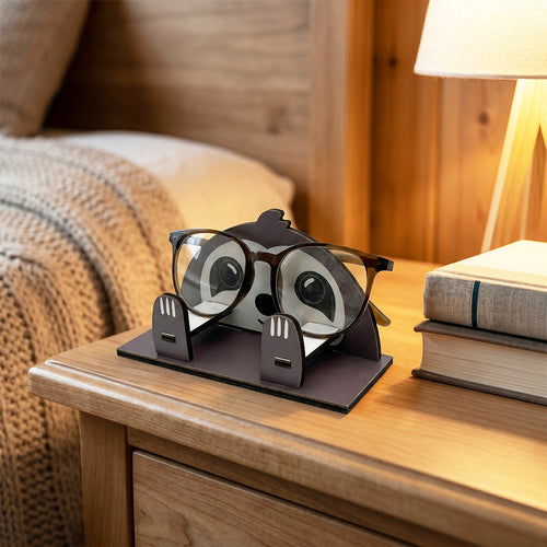 Animal Eyeglasses Stand Wooden Desk Organizer Display Holder