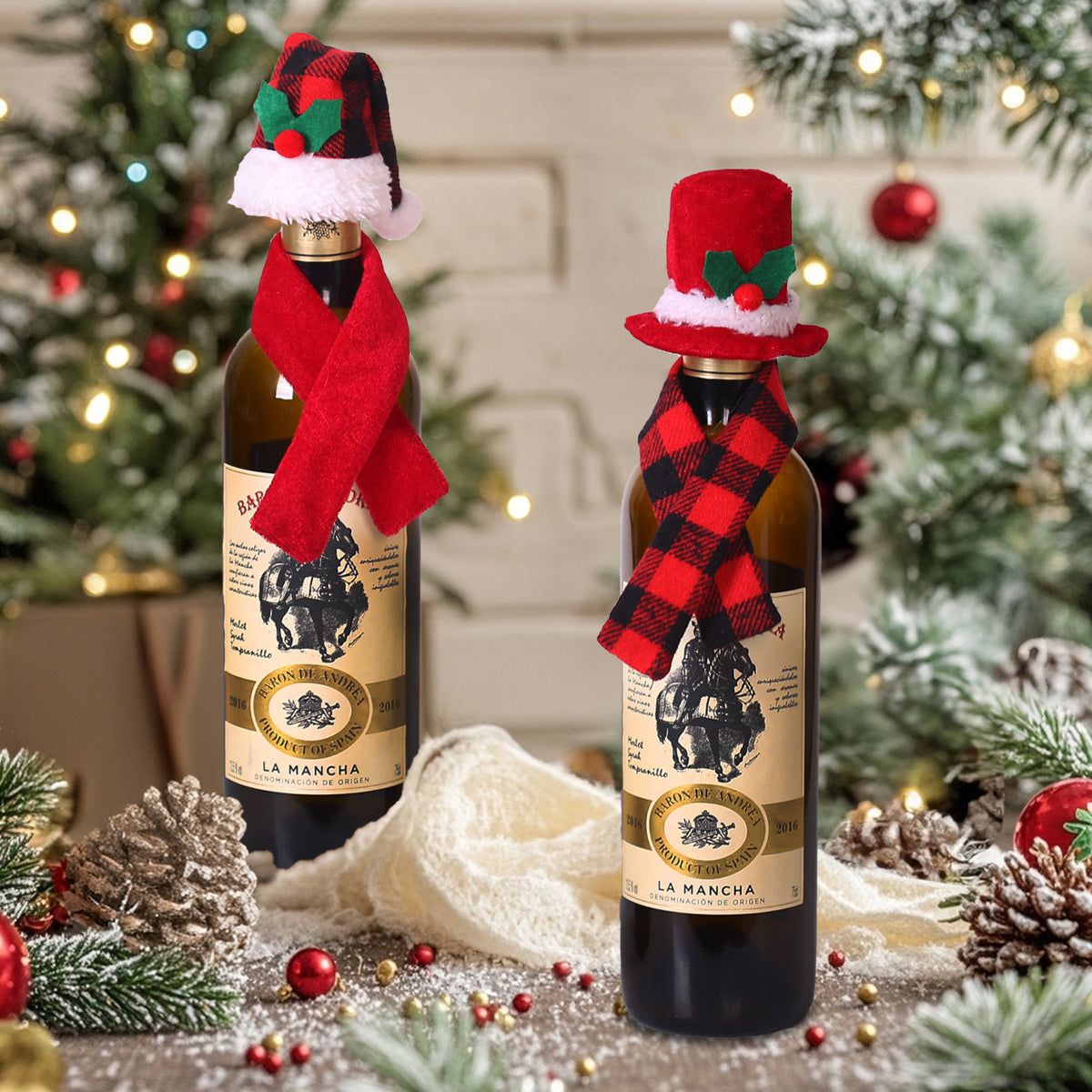Fabric Christmas Wine Bottle Cover Holiday Table Decor