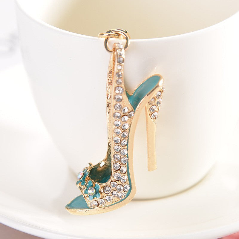 Rhinestone High Heel Shoe Keychain Bag Charm Gift
