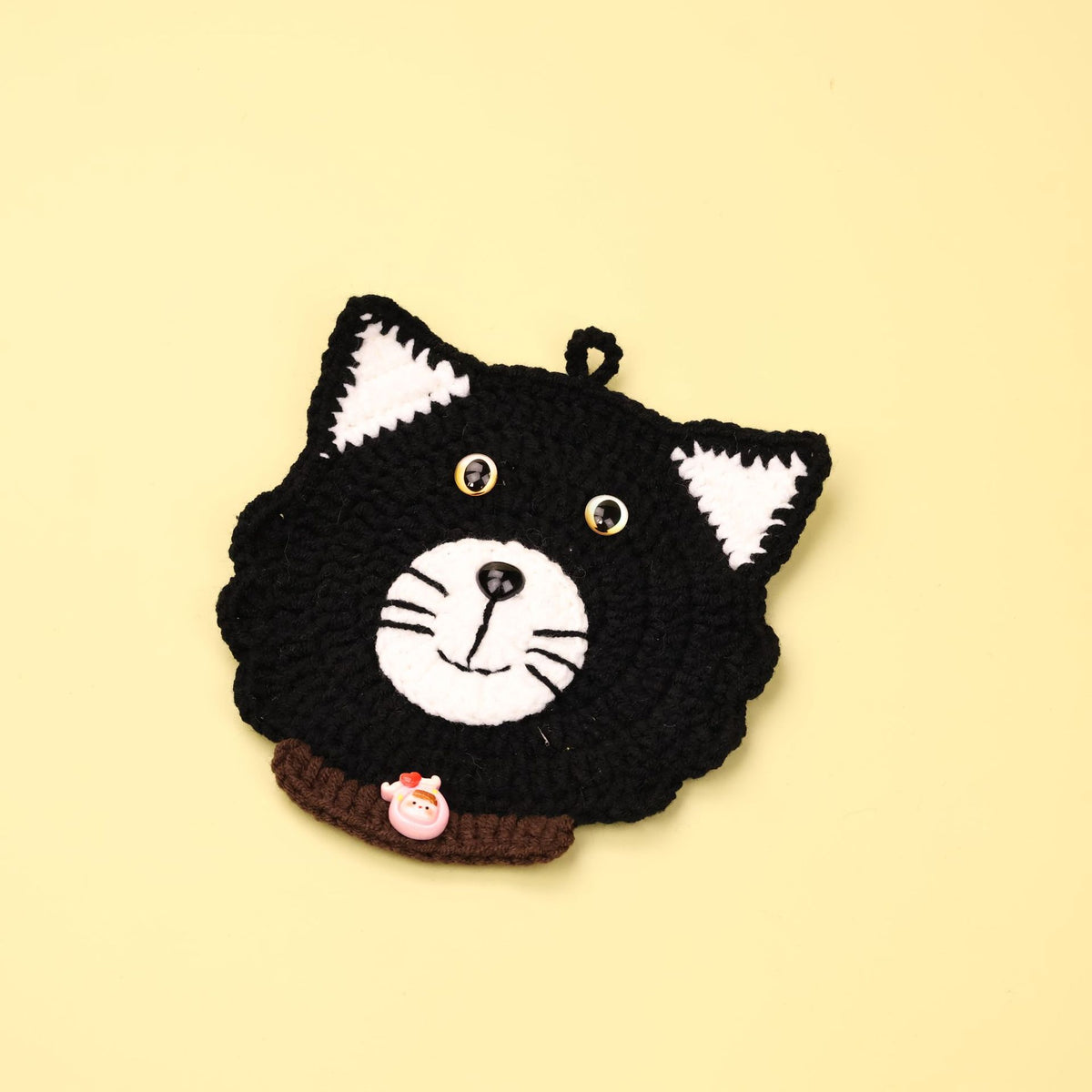 Handmade Crochet Cat Coaster Cute Animal Drink Mat