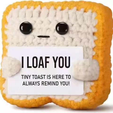 Crochet Plush with Bread Message Card Gift Set