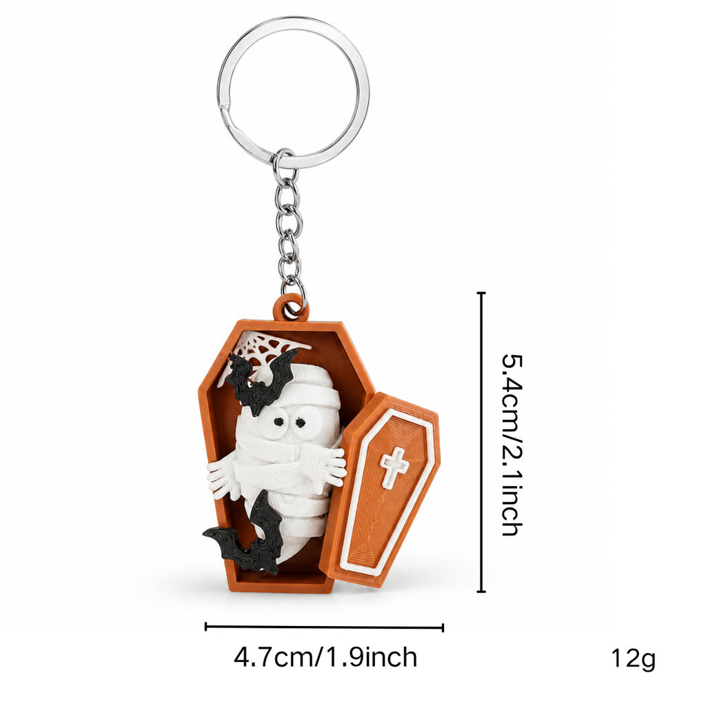 Halloween Coffin Ghost Keychain Cute Holiday Accessory