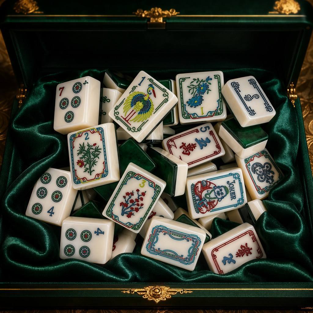 Green Jade Acrylic Mahjong Set Classic Game Tiles
