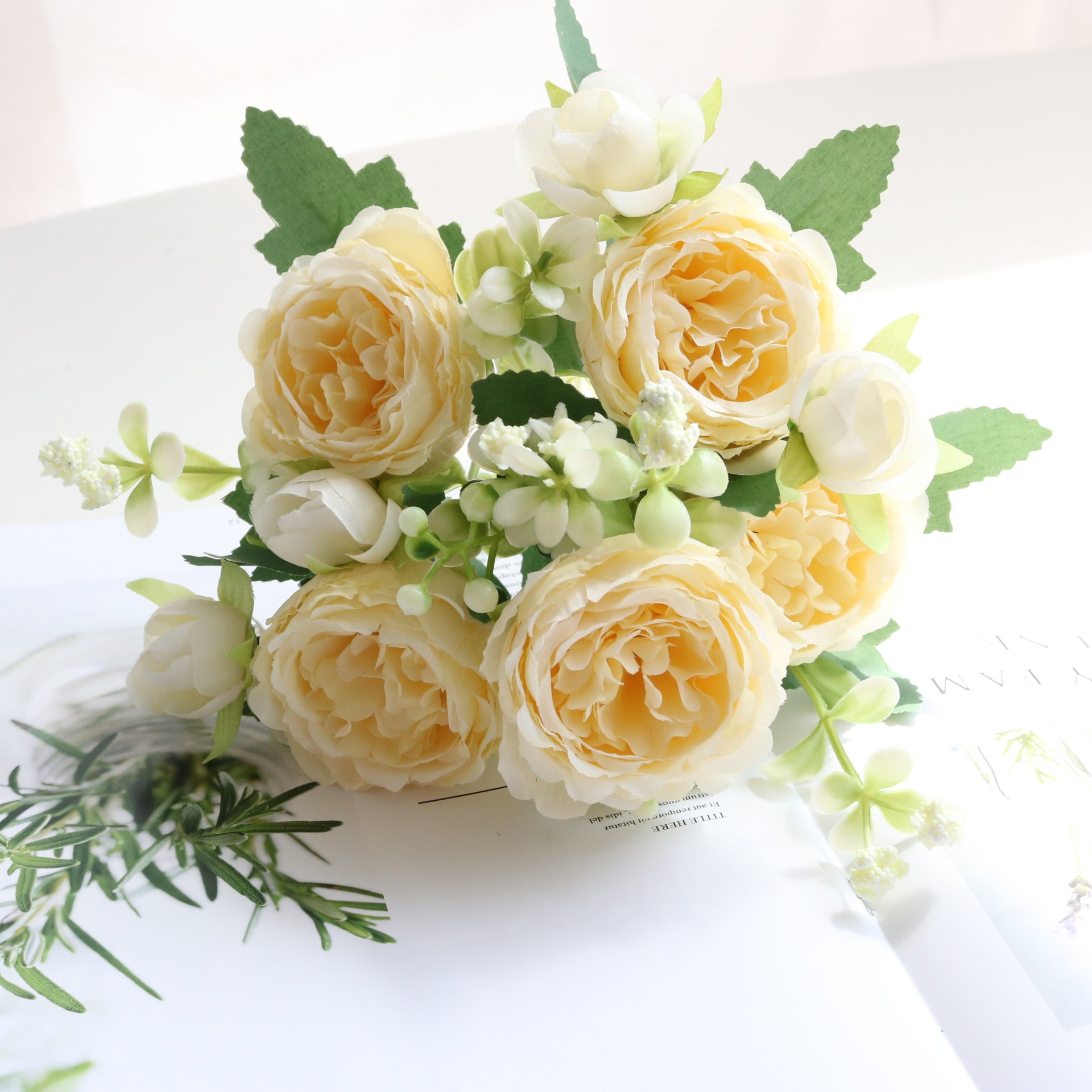 Valentine 5-Head Faux Persian Rose Mini Bouquet Home Decor