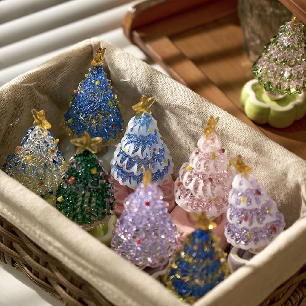 Handcrafted Glass Christmas Tree Figurine Holiday Decor