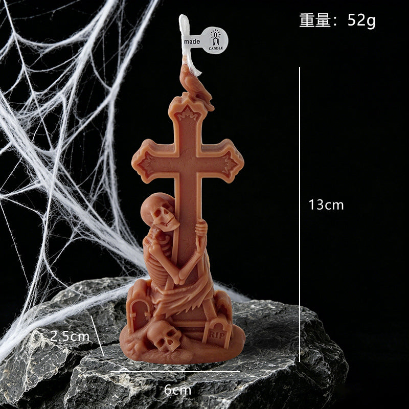 Cross Candle Halloween Decor Gothic Seasonal Home Accent Gift