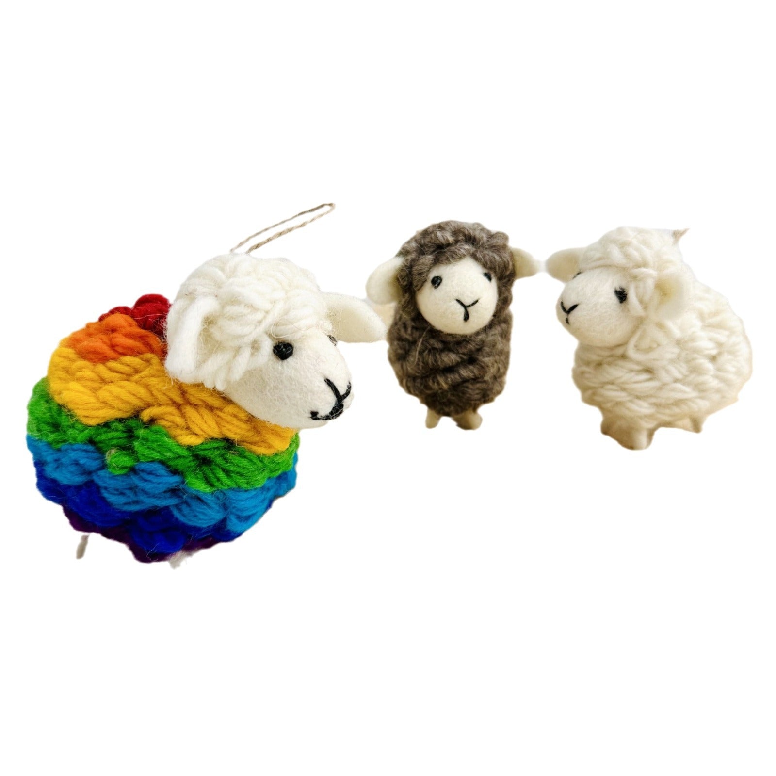 Handmade Wool Felt Sheep Keychain Plush Animal Charm
