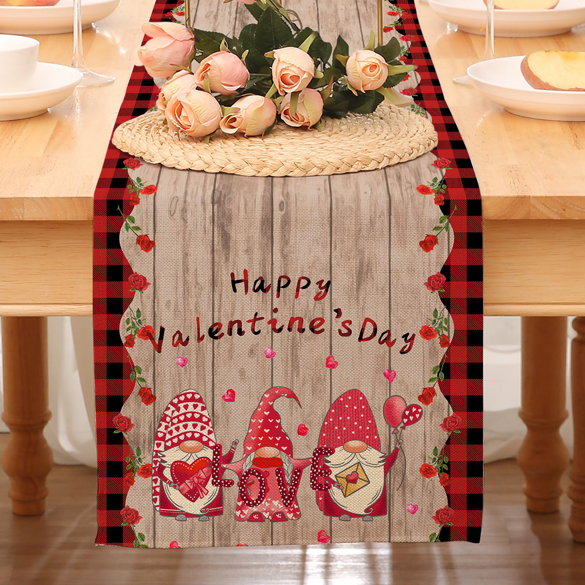 Valentine’s Day Heart Table Runner Red Printed Decor