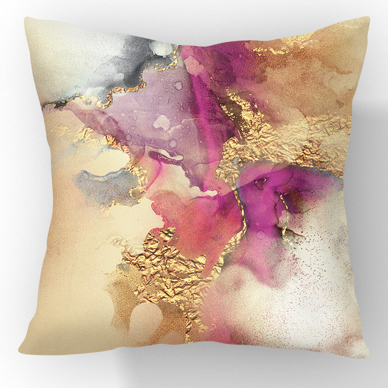 Nordic Gold Foil Abstract Velvet Throw Pillow Cover