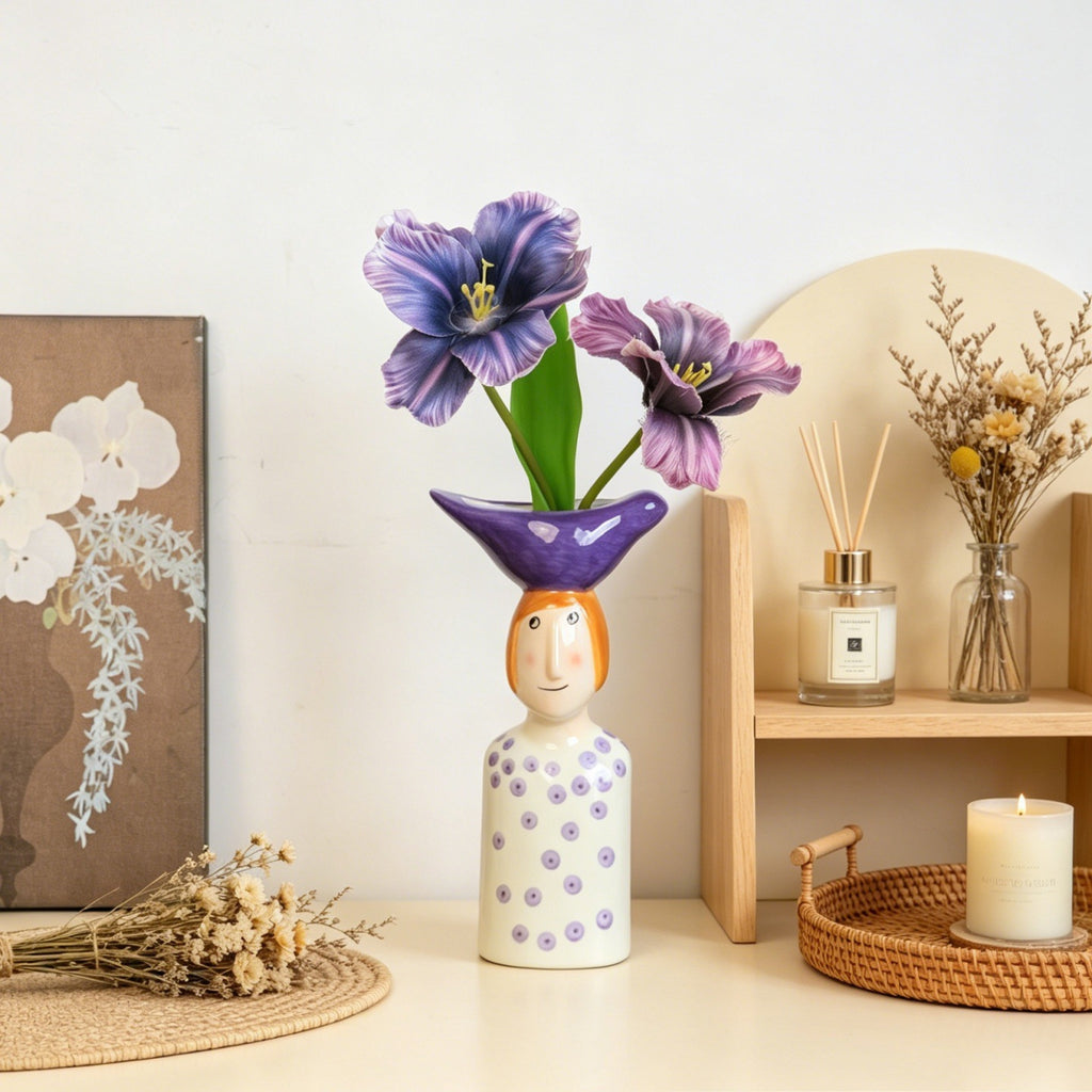 Nordic Cartoon Ceramic Vase Home Desk Flower Decor