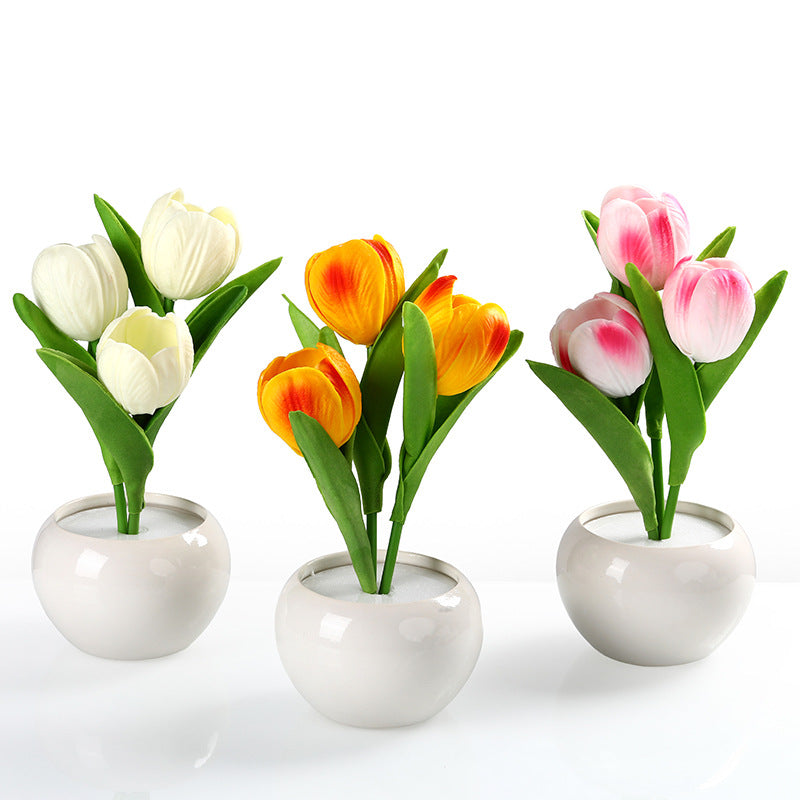 LED Tulip Night Light USB Dimmable Flower Table Lamp
