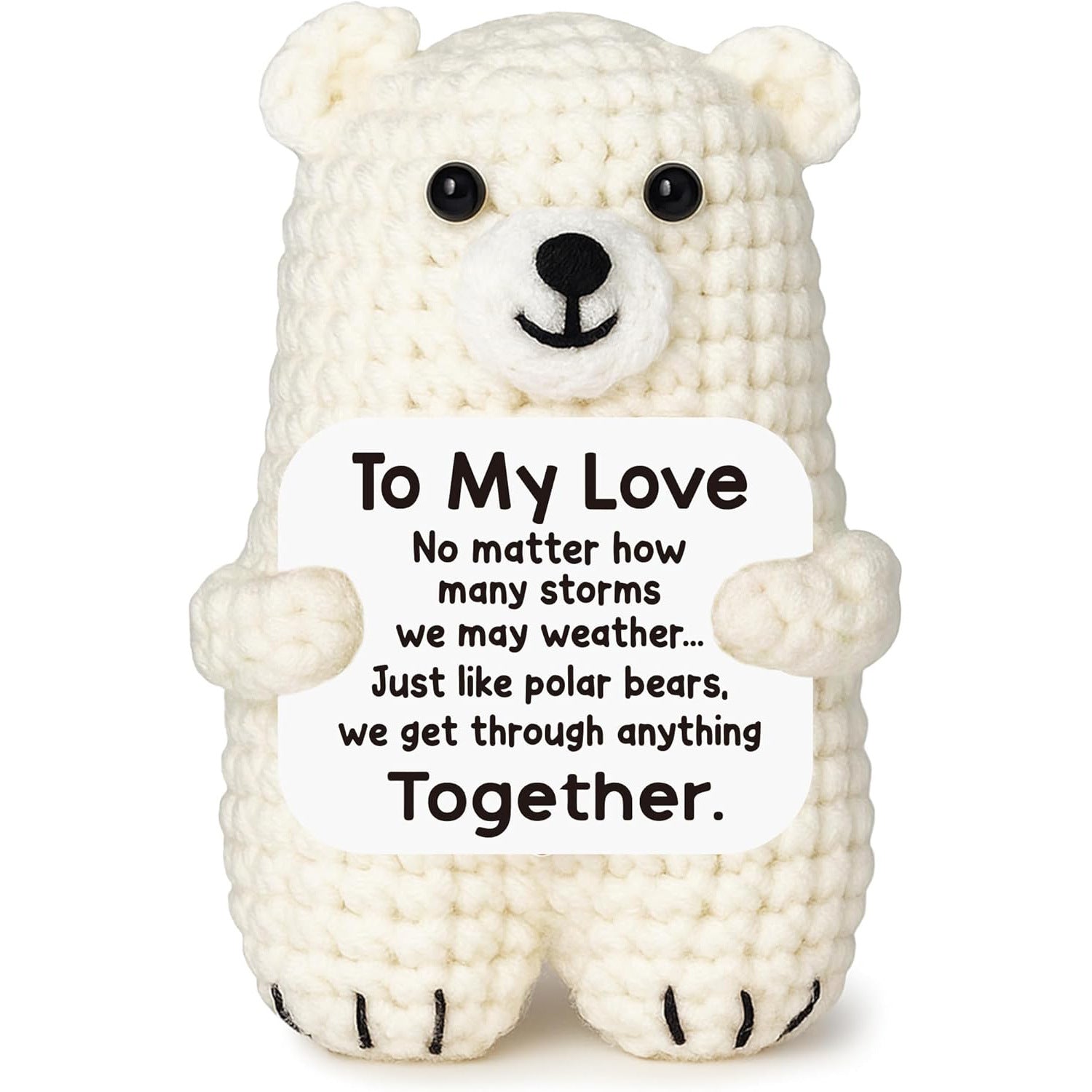 Polar Bear Crochet Plush Love Gift Cute Emotional Doll