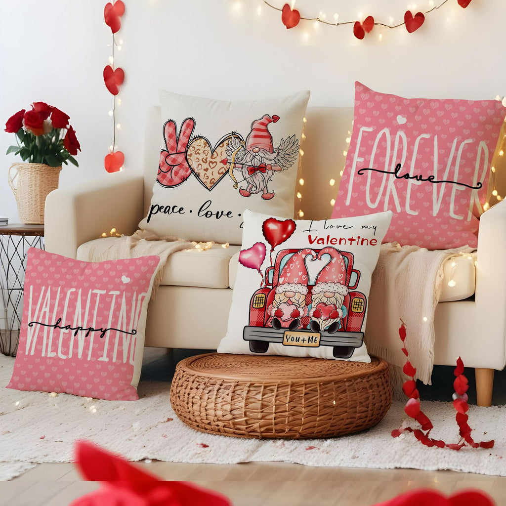 Valentine’s Day Love Gnome Pillow Covers Set for Home Decor