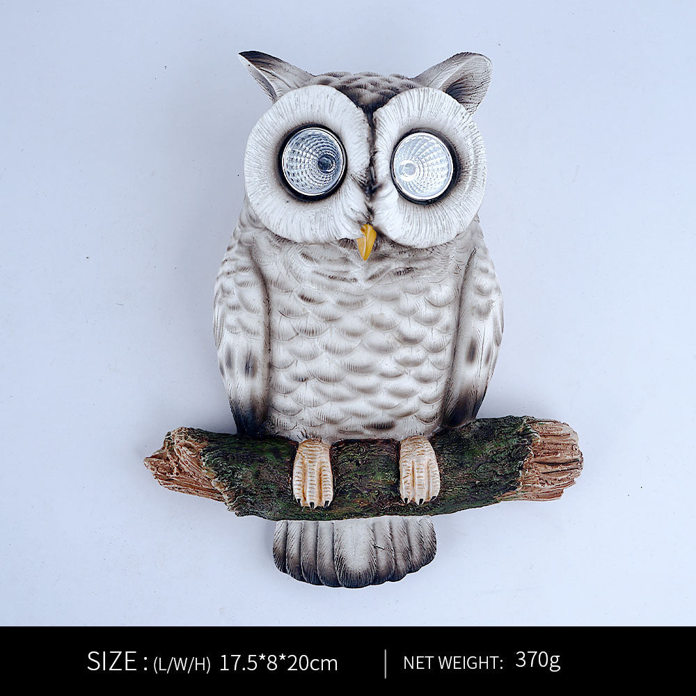 Solar Owl Garden Statue Resin Outdoor Yard Light Decor