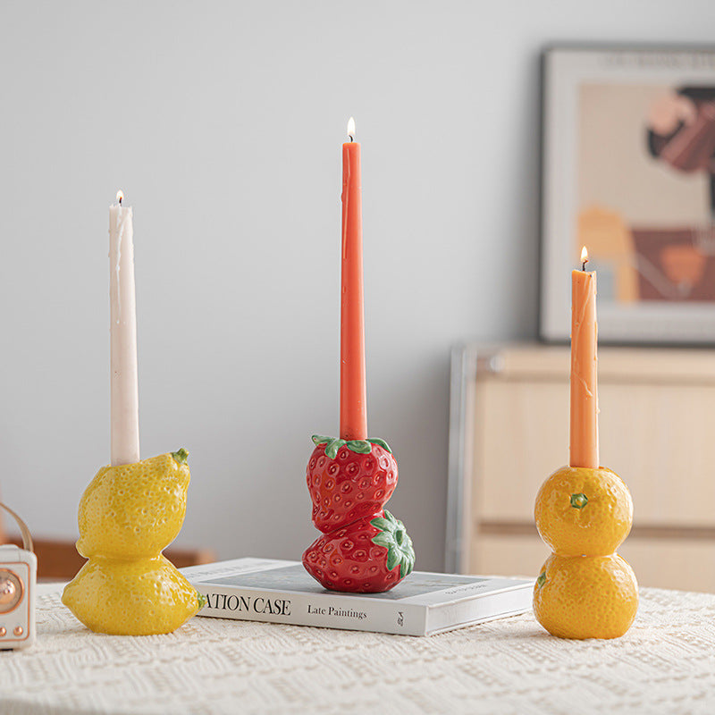 Fruit Ceramic Candle Holder Decorative Tabletop Accent
