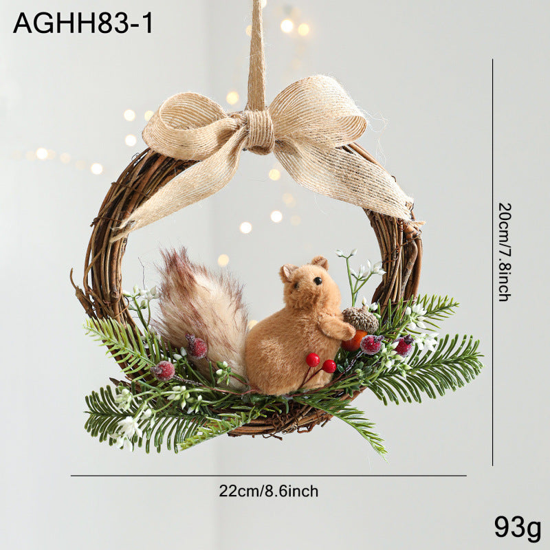 Rustic Christmas Squirrel Wreath Front Door Decor