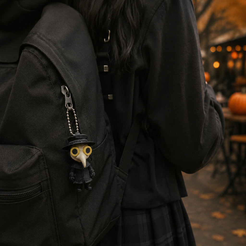 3D Printed Halloween Plague Doctor Keychain Gothic Character Accessory