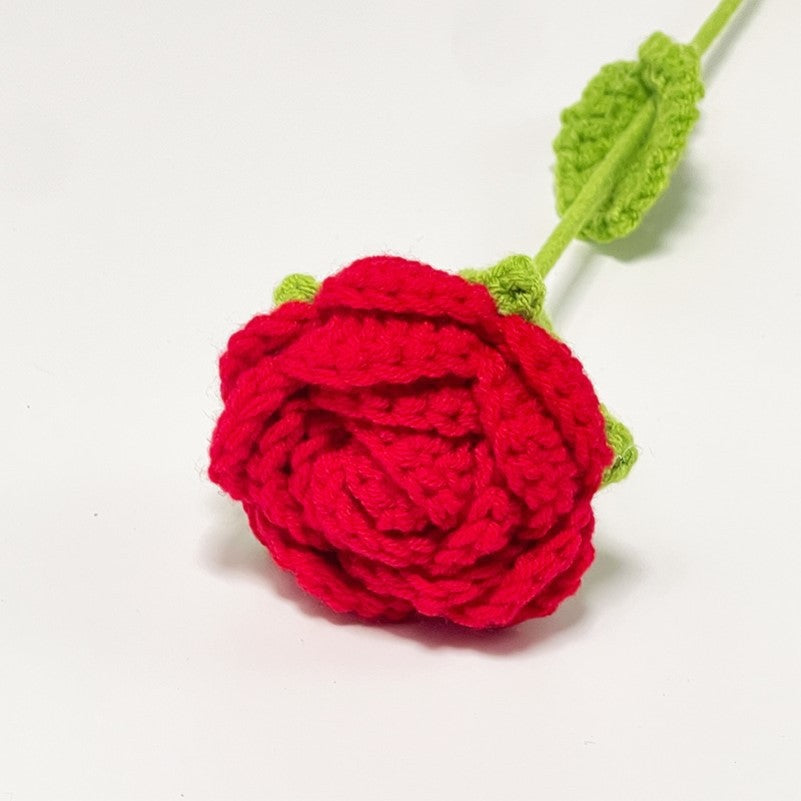 Valentine Crochet Rose Artificial Flower for Romantic Decor