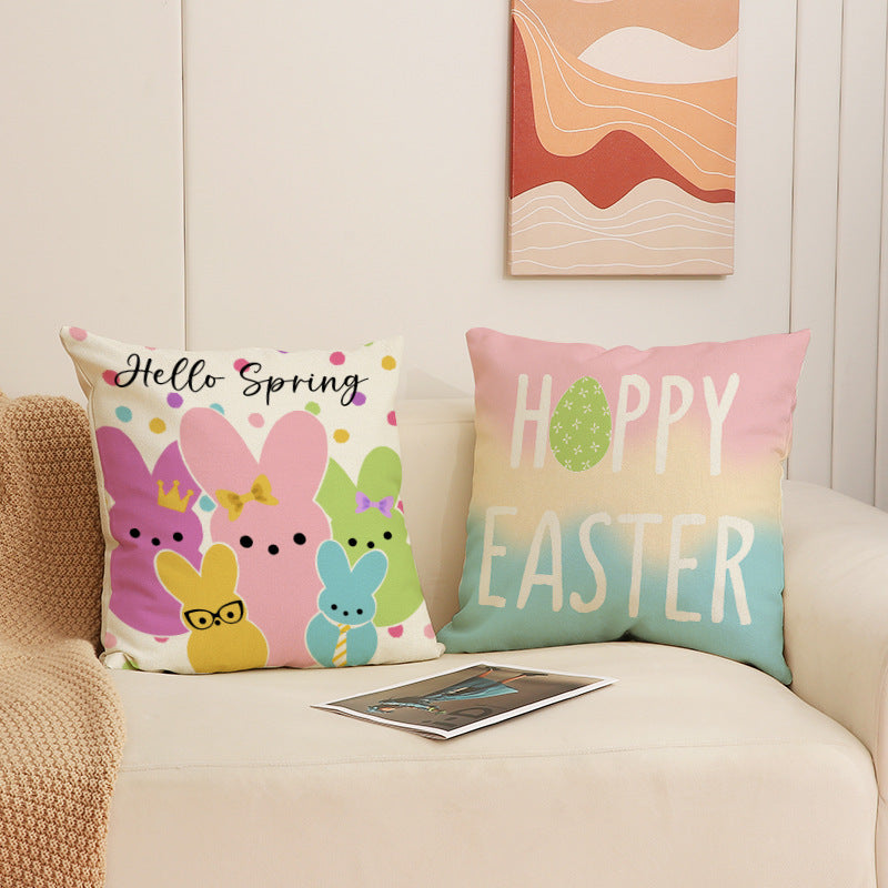 Easter Home Decorations Bunny Pillow Cover 18x18 Inch