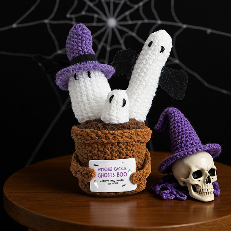 Halloween Crochet Ghost Plush Toy Kids Decor Gift