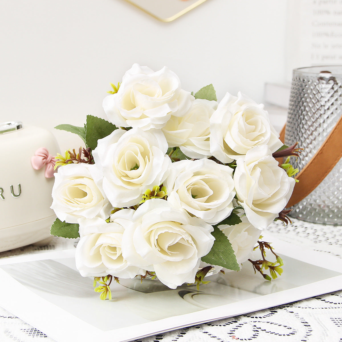 Valentine’s Day Rose Camellia Faux Floral Bouquet Home Décor