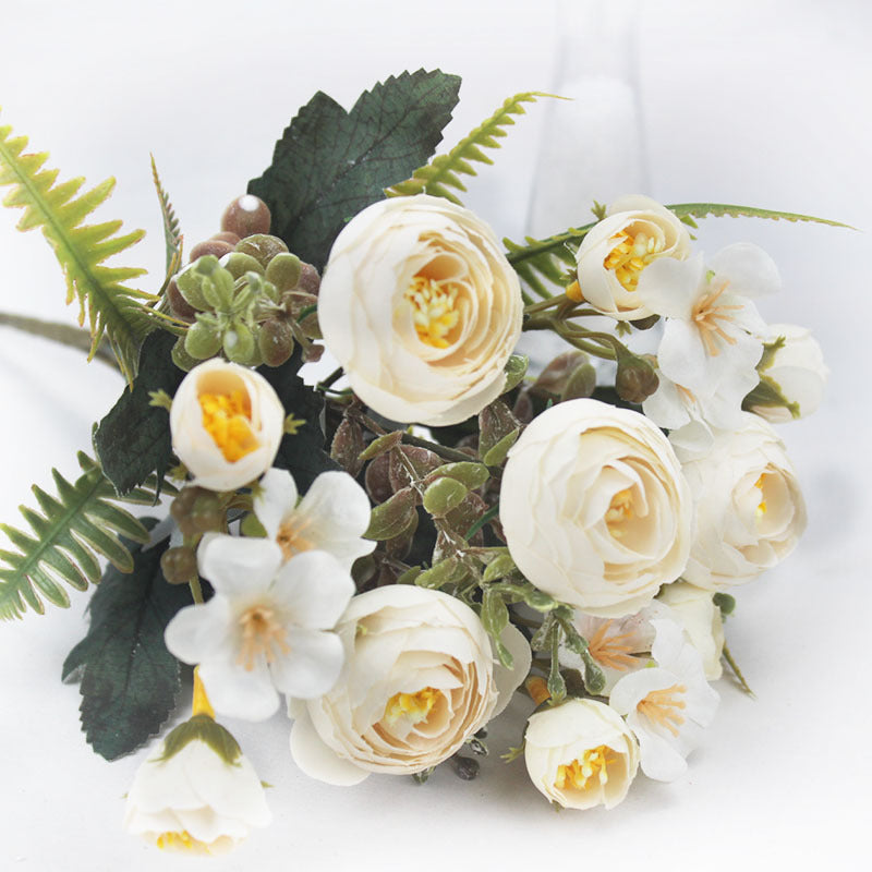 Valentine’s Day Tea Rose Faux Flower Bouquet Decor Gift