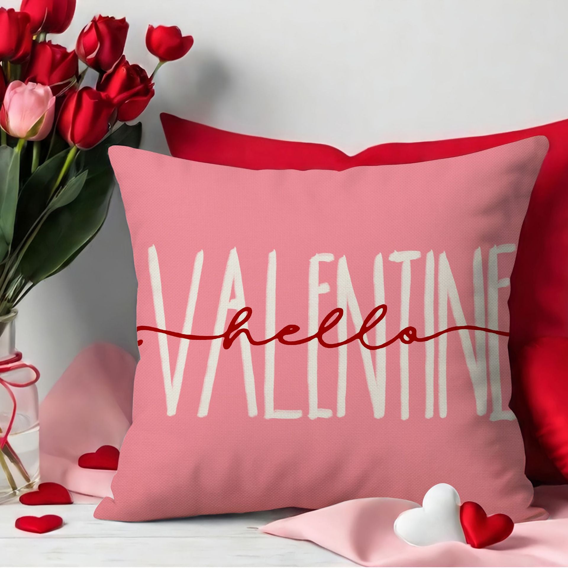 Valentine’s Day Pink Heart Throw Pillow Covers Home Decor