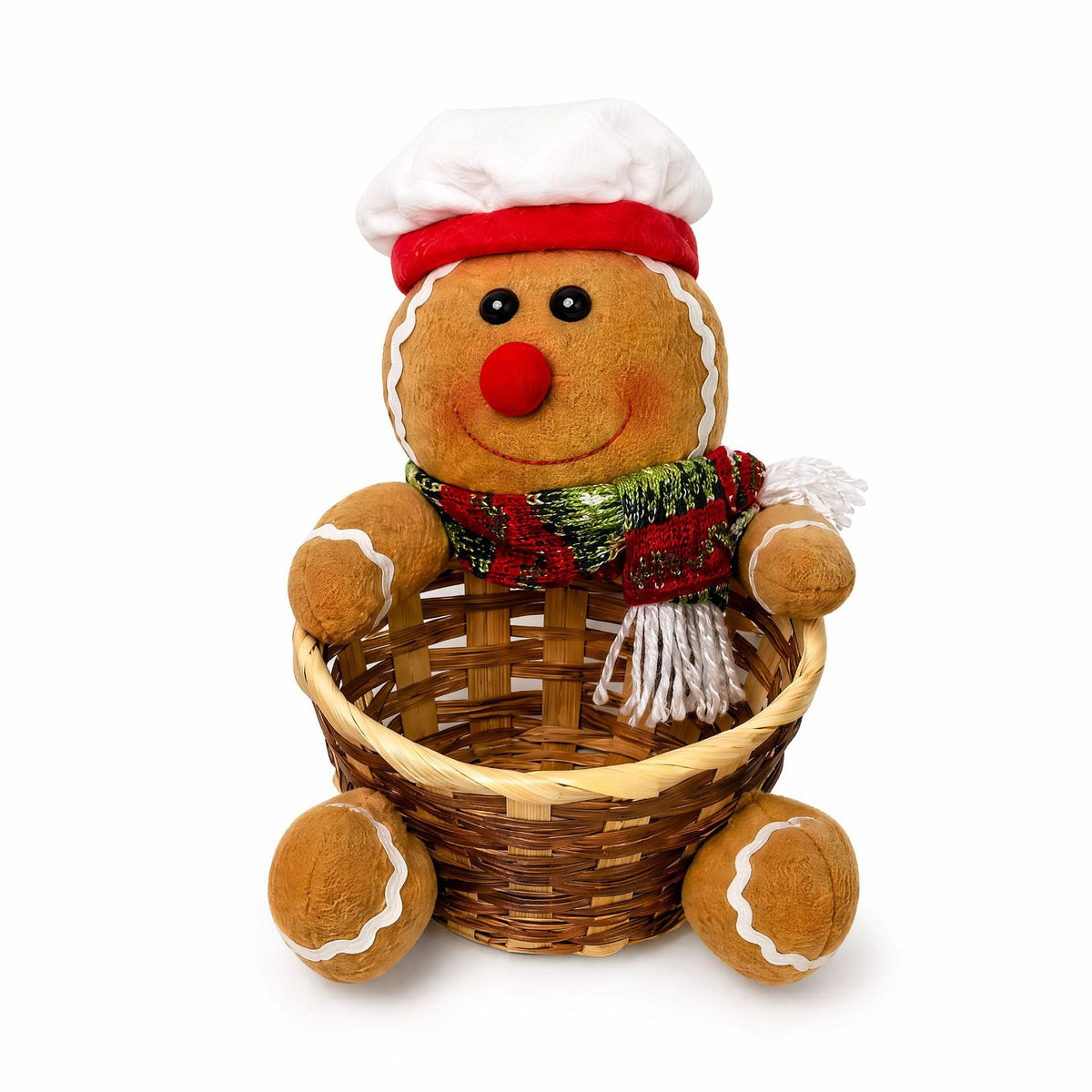 Rattan Christmas Candy Basket Holiday Tabletop Decor