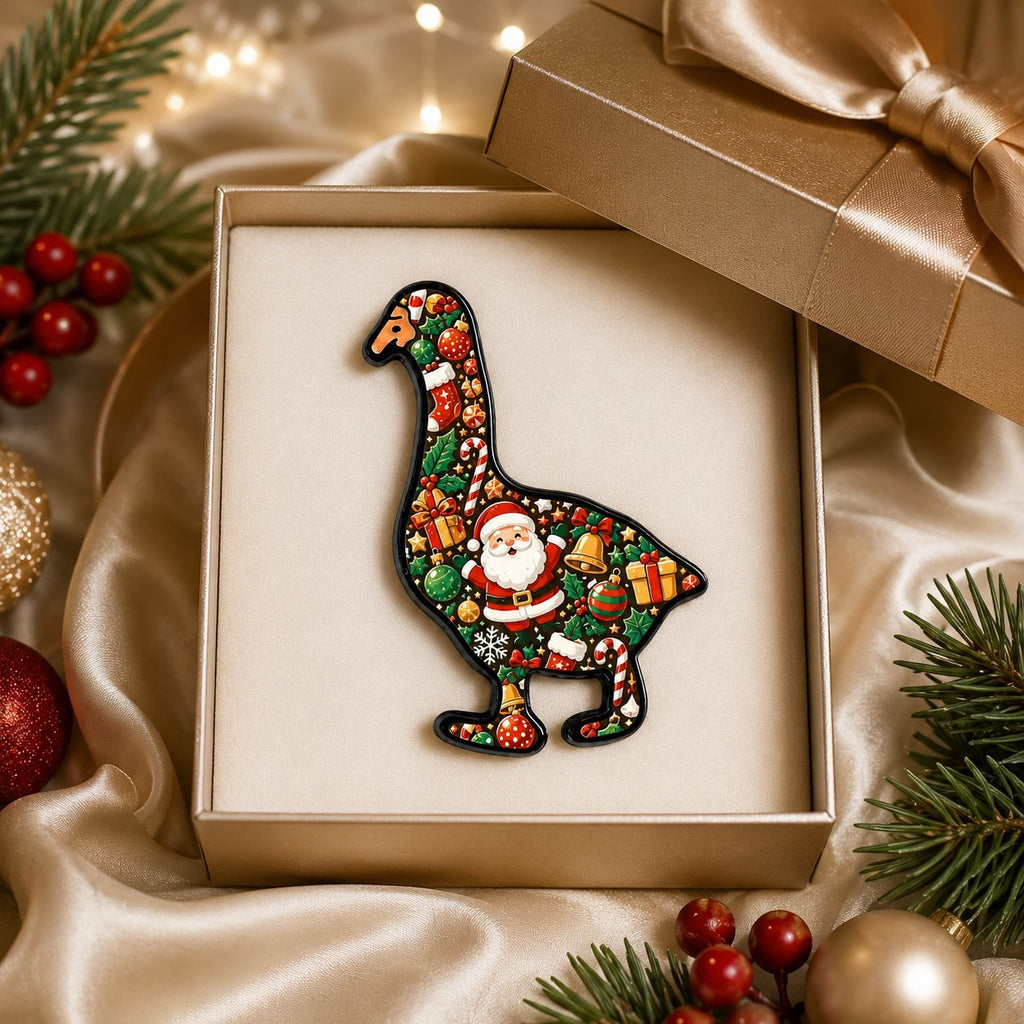 Christmas Goose Enamel Pin Holiday Jewelry