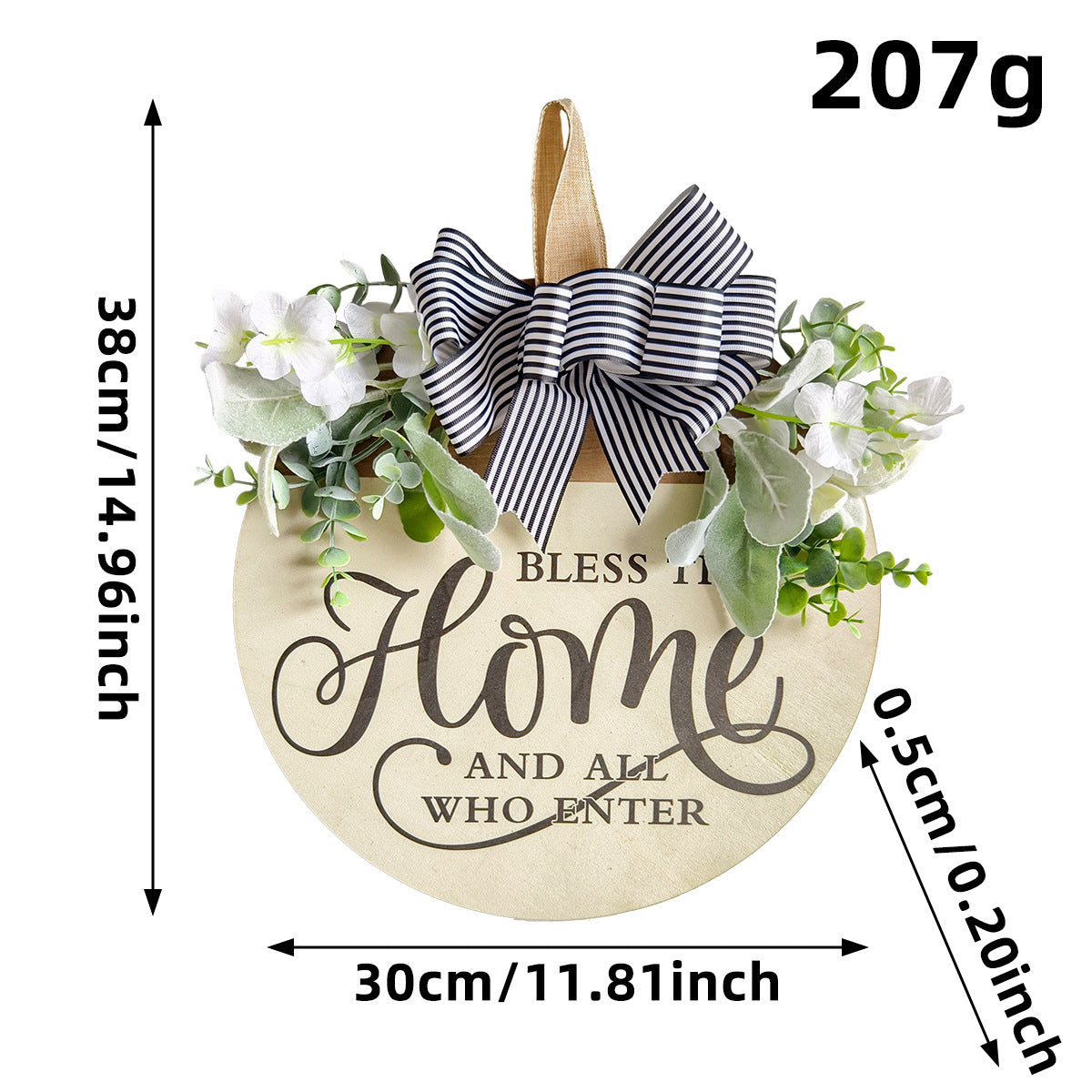 Farmhouse Welcome Front Door Wreath Hanging Decor