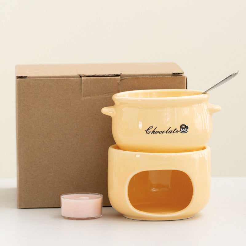 Ceramic Chocolate Fondue Mug with Hollow Warmer Base