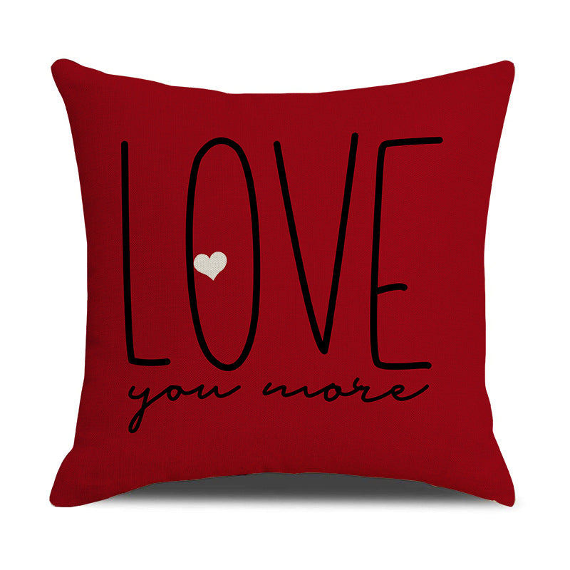 Valentine Red Heart Pillow Covers Romantic Letter Sofa Decor