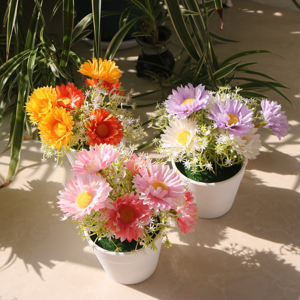 Valentine Faux Peony Daisy Potted Plant Ins Home Decor