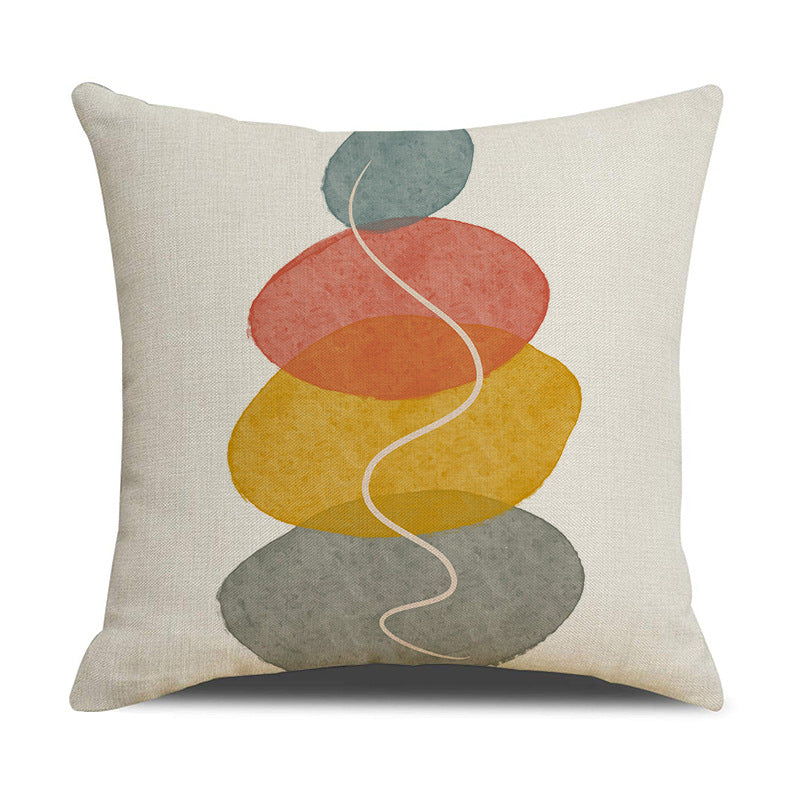 Abstract Geometric Linen Square Throw Pillow Cover
