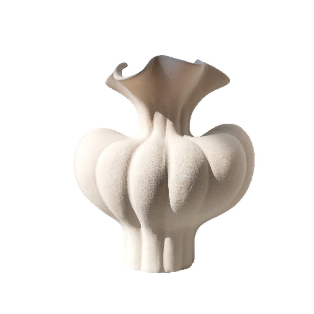 Beige Pumpkin Ceramic Flower Vase Home Decor Tabletop Accent