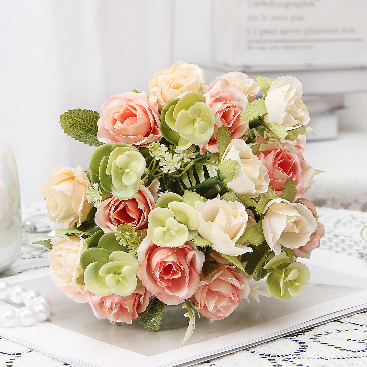 Valentine’s Day Faux Rose Bouquet Floral Arrangement