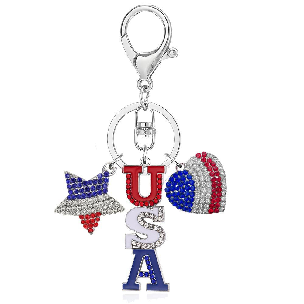 4th of July Patriotic USA Flag Keychain Accessory