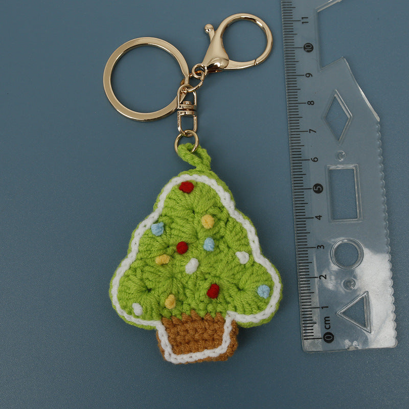 Christmas Tree Keychain Handmade Crochet Holiday Decor