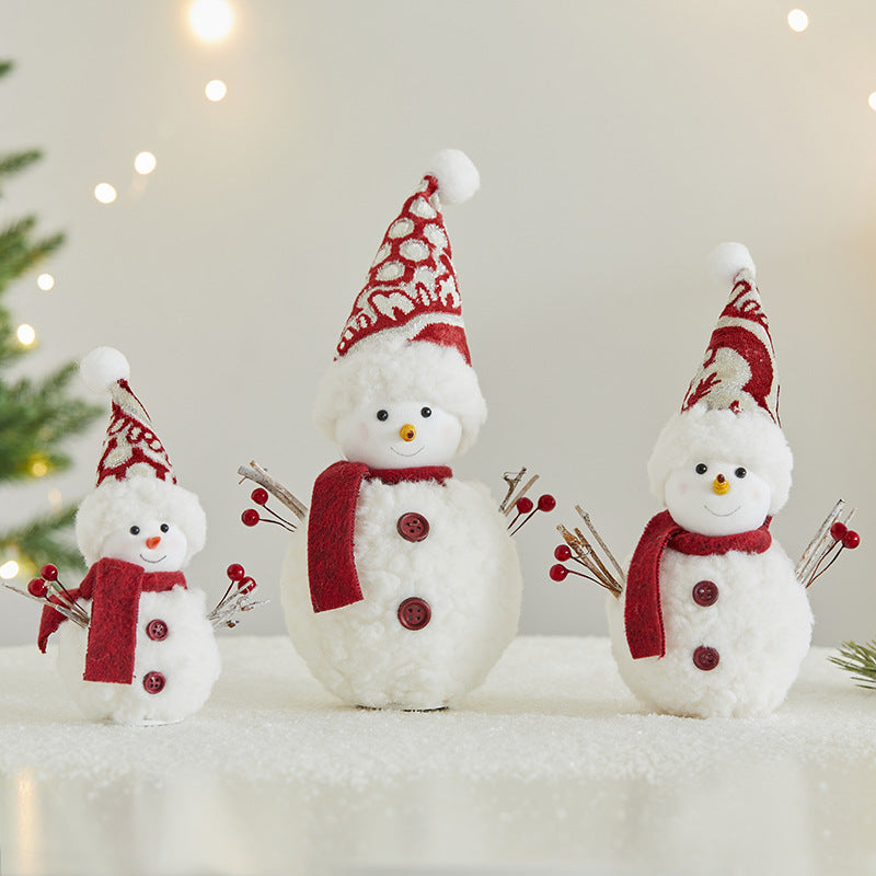 Fabric Snowman Christmas Figurine Holiday Tabletop Decor