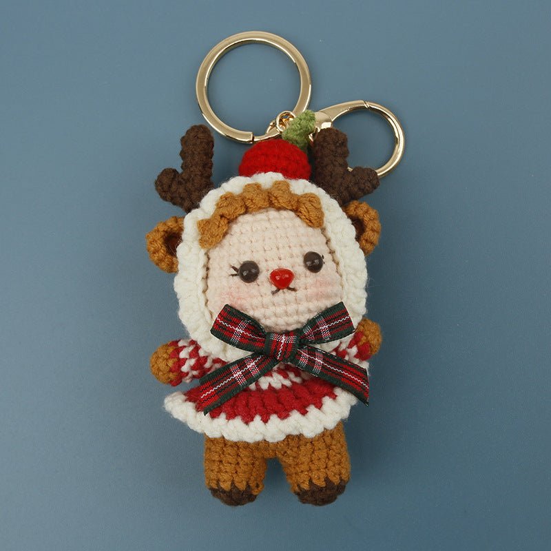 Handmade Crochet Christmas Character Hanging Keychain Holiday Gift