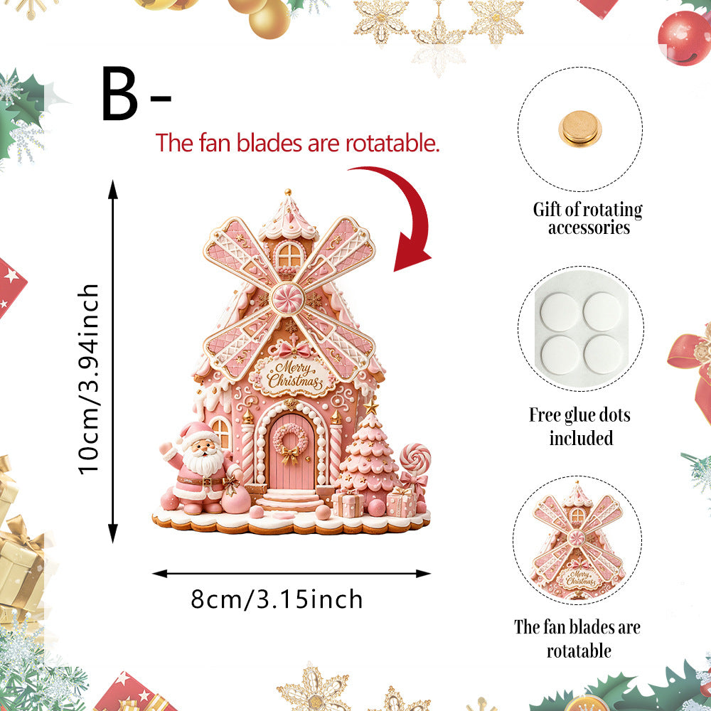 Christmas Fridge Magnet Rotatable Windmill Holiday Decor