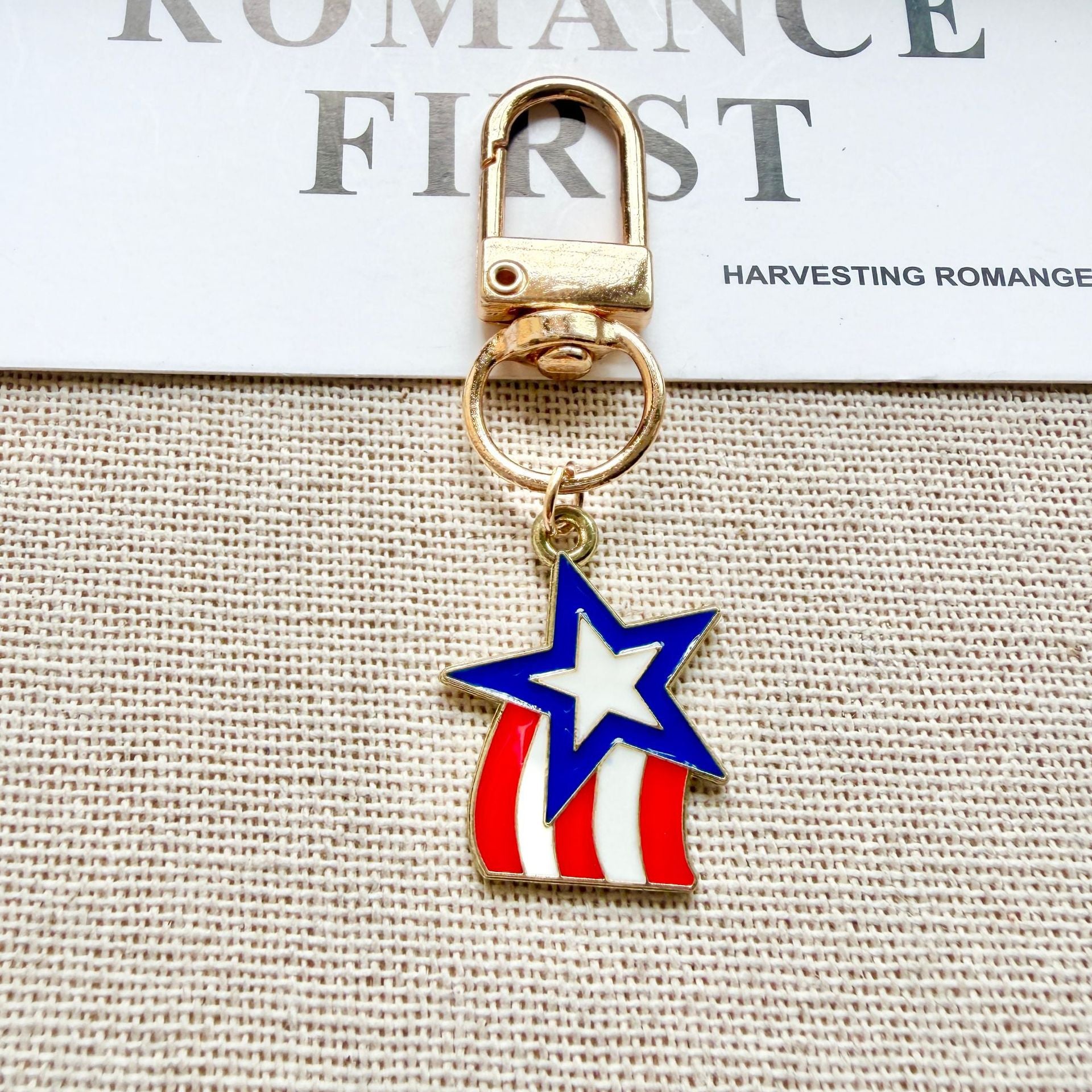 4th of July Patriotic Keychain Set USA Flag Charms