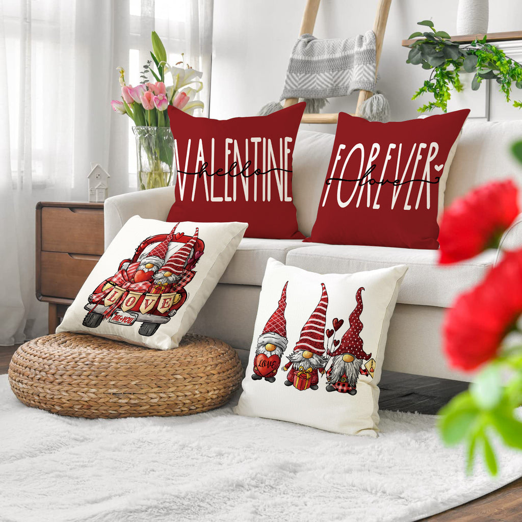 Valentine Gnome Throw Pillow Cover Romantic Letter Decor