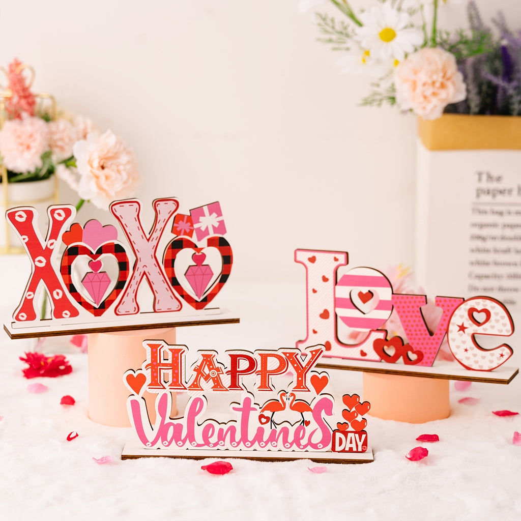 Valentine’s Day Wooden LOVE Table Decor Romantic Display