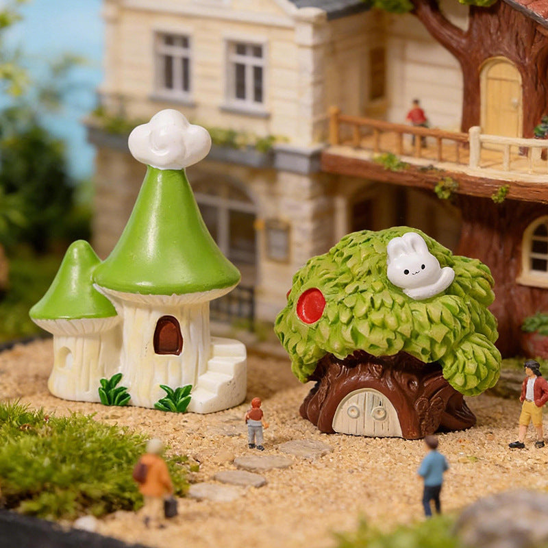 Mini Resin Fairy House Figurines DIY Garden Decor